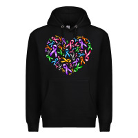 Black cancer ribbon heart Premium Hoodie - AdoDesignShop
