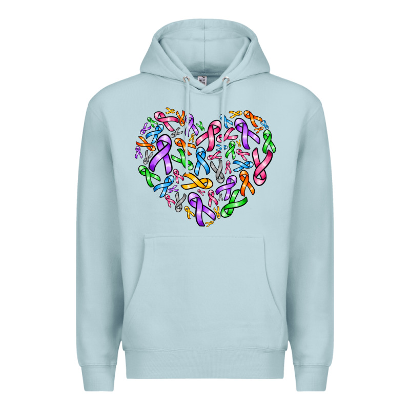 Cancer Ribbon Heart Premium Hoodie by AdoDesignShop | Teevron