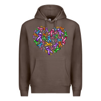Coffee cancer ribbon heart Premium Hoodie - AdoDesignShop