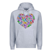 Heather Grey cancer ribbon heart Premium Hoodie - AdoDesignShop
