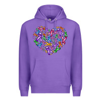 Purple cancer ribbon heart Premium Hoodie - AdoDesignShop