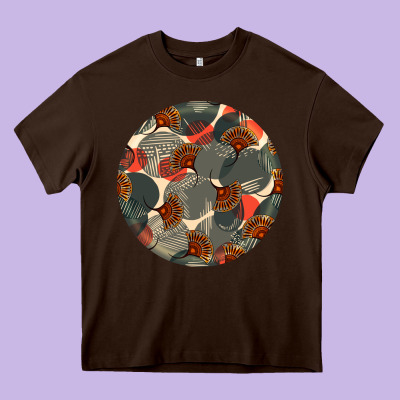 African Fabric Pattern Round Earrings 5 Heavy Core Tee Designed By Bundleandbundleshop