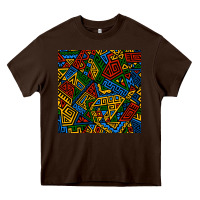 Chocolate Brown african geometric seamless pattern Heavy Core Tee - BundleAndBundleShop