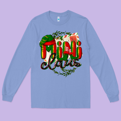 Mini Claus Christmas Long Sleeve Tee Designed By Barkaloodesign