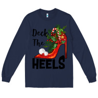 Navy deck the heels Christmas Long Sleeve Tee - BarkalooDesign