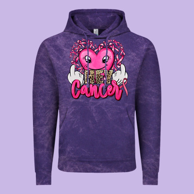Hey Cancer With Middle Fingers Vintage Hoodie Designed By Adodesignshop