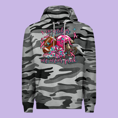 In October We Wear Pink Football Premium Hoodie Designed By Adodesignshop