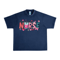 Navy Nurse Valentine Urban Heavy Tee - CowhideDigitalArt