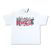 White Nurse Valentine Urban Heavy Tee - CowhideDigitalArt