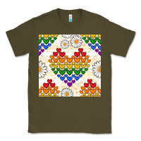 Army Green Pride lgbtq hearts and daisy seamless pattern Classic Tee - BundleAndBundleShop