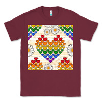 Burgundy Pride lgbtq hearts and daisy seamless pattern Classic Tee - BundleAndBundleShop