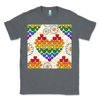 Charcoal Heather Pride lgbtq hearts and daisy seamless pattern Classic Tee - BundleAndBundleShop