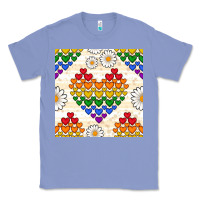 Colony Blue Pride lgbtq hearts and daisy seamless pattern Classic Tee - BundleAndBundleShop