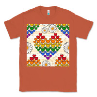 Copper Pride lgbtq hearts and daisy seamless pattern Classic Tee - BundleAndBundleShop