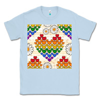 Dusty Blue Pride lgbtq hearts and daisy seamless pattern Classic Tee - BundleAndBundleShop