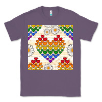 Lavender Pride lgbtq hearts and daisy seamless pattern Classic Tee - BundleAndBundleShop