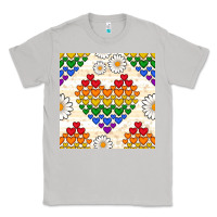 Moon Dust Pride lgbtq hearts and daisy seamless pattern Classic Tee - BundleAndBundleShop
