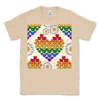 Mushroom Pride lgbtq hearts and daisy seamless pattern Classic Tee - BundleAndBundleShop