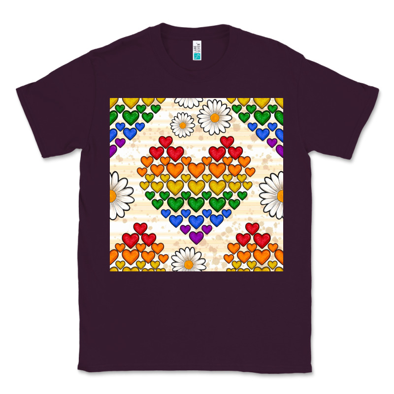 Pride Lgbtq Hearts And Daisy Seamless Pattern Classic Tee by BundleAndBundleShop | Teevron
