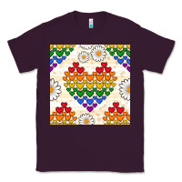 Plum Pride lgbtq hearts and daisy seamless pattern Classic Tee - BundleAndBundleShop