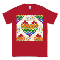 Red Pride lgbtq hearts and daisy seamless pattern Classic Tee - BundleAndBundleShop