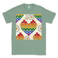 Sage Pride lgbtq hearts and daisy seamless pattern Classic Tee - BundleAndBundleShop