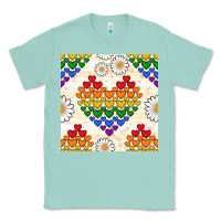 Seafoam Pride lgbtq hearts and daisy seamless pattern Classic Tee - BundleAndBundleShop