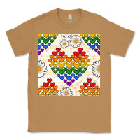 Toasted Coconut Pride lgbtq hearts and daisy seamless pattern Classic Tee - BundleAndBundleShop