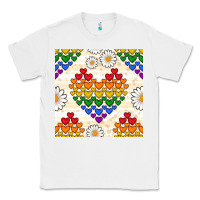 White Pride lgbtq hearts and daisy seamless pattern Classic Tee - BundleAndBundleShop