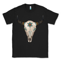 Black Turquoise Bull Skull Classic Tee - Jasminsmagicworld