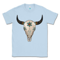 Dusty Blue Turquoise Bull Skull Classic Tee - Jasminsmagicworld