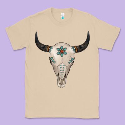 Turquoise Bull Skull Classic Tee Designed By Jasminsmagicworld
