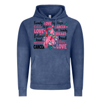 Vintage Denim breast cancer ribbons with cancer words Vintage Hoodie - AdoDesignShop