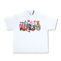White Nurse Valentines Day Urban Heavy Tee - CowhideDigitalArt