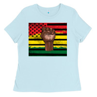 Baby Blue Juneteenth American flag Ladies Tee - Artiststas