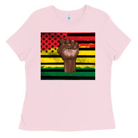 Bubblegum Pink Juneteenth American flag Ladies Tee - Artiststas