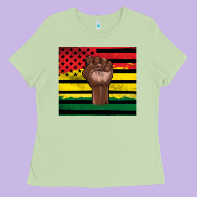 Juneteenth American Flag Ladies Tee Designed By Artiststas