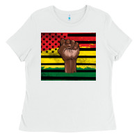 White Juneteenth American flag Ladies Tee - Artiststas