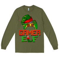 Army Green Christmas gamer elf Long Sleeve Tee - BarkalooDesign