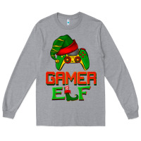 Heather Grey Christmas gamer elf Long Sleeve Tee - BarkalooDesign