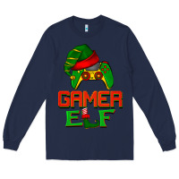 Navy Christmas gamer elf Long Sleeve Tee - BarkalooDesign
