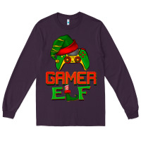 Plum Christmas gamer elf Long Sleeve Tee - BarkalooDesign