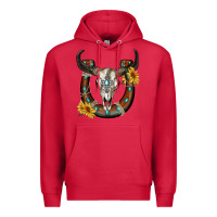 Cardinal bull skull with horseshoe Premium Hoodie - RanaPortraitStore