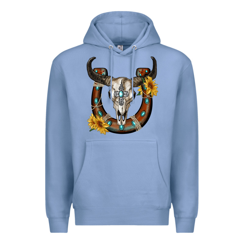 Bull Skull With Horseshoe Premium Hoodie by RanaPortraitStore | Teevron