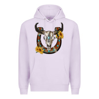 Lilac bull skull with horseshoe Premium Hoodie - RanaPortraitStore