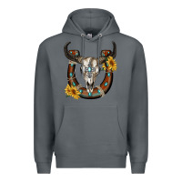 Rock bull skull with horseshoe Premium Hoodie - RanaPortraitStore