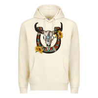 Sandshell bull skull with horseshoe Premium Hoodie - RanaPortraitStore