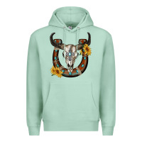 Seafoam bull skull with horseshoe Premium Hoodie - RanaPortraitStore