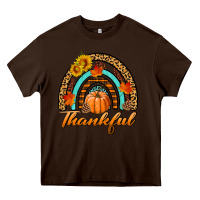 Chocolate Brown thankful pumpkin rainbow Heavy Core Tee - BundleAndBundleShop