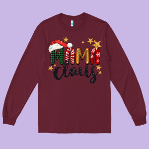 Mama Claus Christmas Long Sleeve Tee Designed By Barkaloodesign